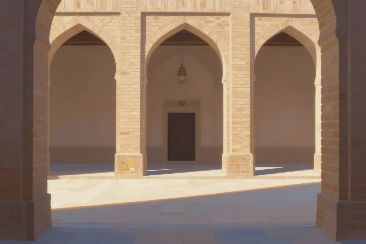 صورة توضيحية مولّدة بالذكاء الاصطناعي لـجامع عمرو بن العاص. المشهد توضيحي ولا يمثل صورة فوتوغرافية للأصل.