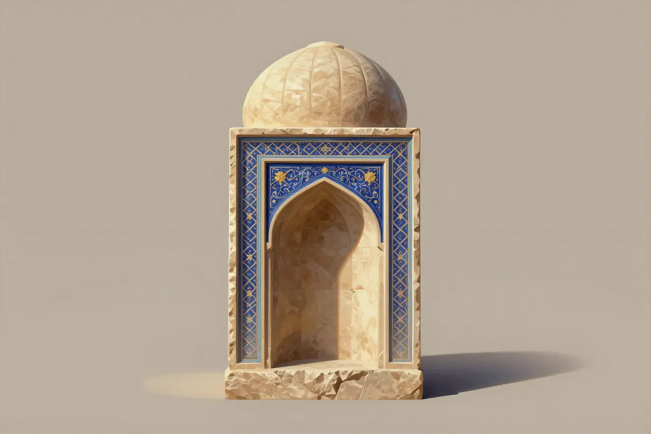 صورة توضيحية مولّدة بالذكاء الاصطناعي لـمحراب إيلخاني. المشهد توضيحي ولا يمثل صورة فوتوغرافية للأصل.