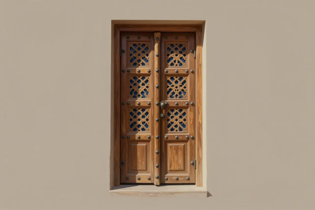 صورة توضيحية مولّدة بالذكاء الاصطناعي لـباب مسمّر سلطنة دلهي. المشهد توضيحي ولا يمثل صورة فوتوغرافية للأصل.