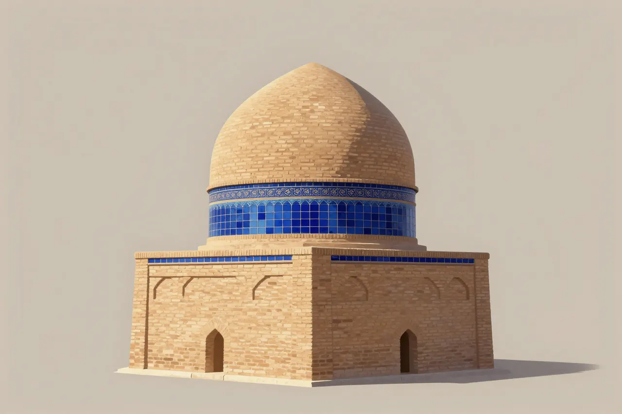 صورة توضيحية مولّدة بالذكاء الاصطناعي لـقبة ضريح مغربي مرابطي. المشهد توضيحي ولا يمثل صورة فوتوغرافية للأصل.