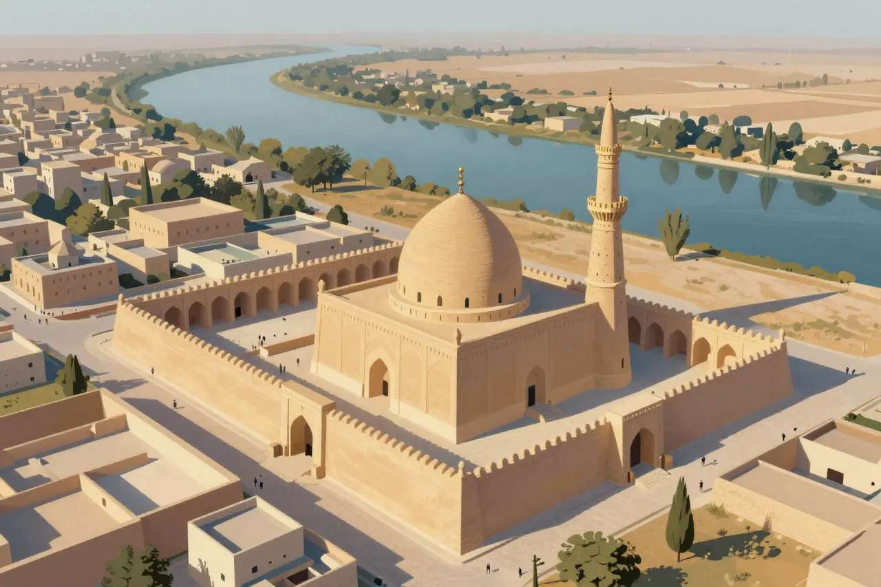 صورة توضيحية مولّدة بالذكاء الاصطناعي لـسامراء. المشهد توضيحي ولا يمثل صورة فوتوغرافية للأصل.