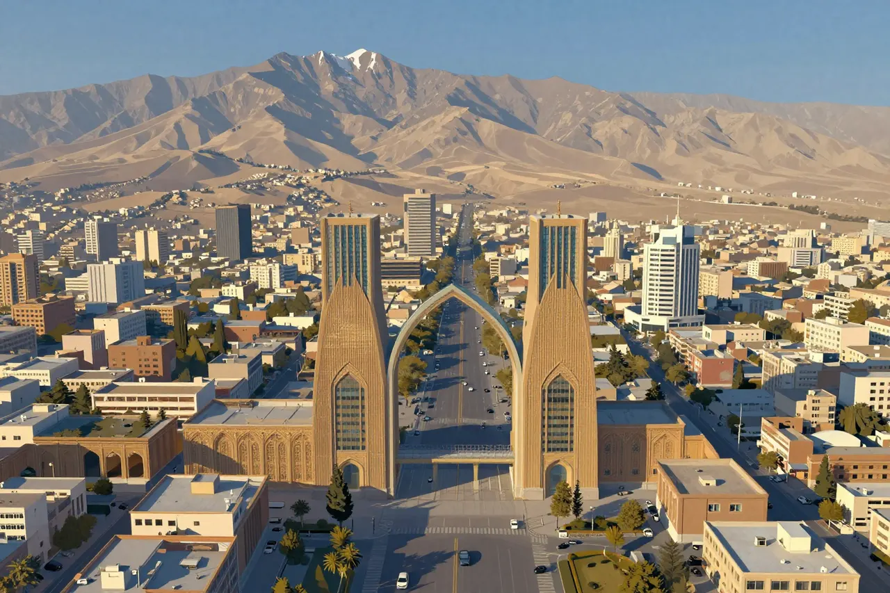 صورة توضيحية مولّدة بالذكاء الاصطناعي لـطهران. المشهد توضيحي ولا يمثل صورة فوتوغرافية للأصل.