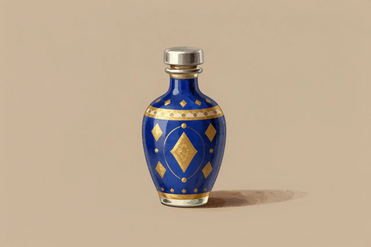 صورة توضيحية مولّدة بالذكاء الاصطناعي لـقارورة عطر لعب. المشهد توضيحي ولا يمثل صورة فوتوغرافية للأصل.
