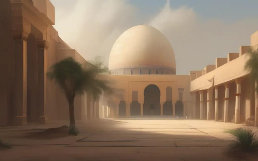 رسم توضيحي لمكان: ابن الهيثم يستدعى إلى القاهرة (بلا أشخاص)