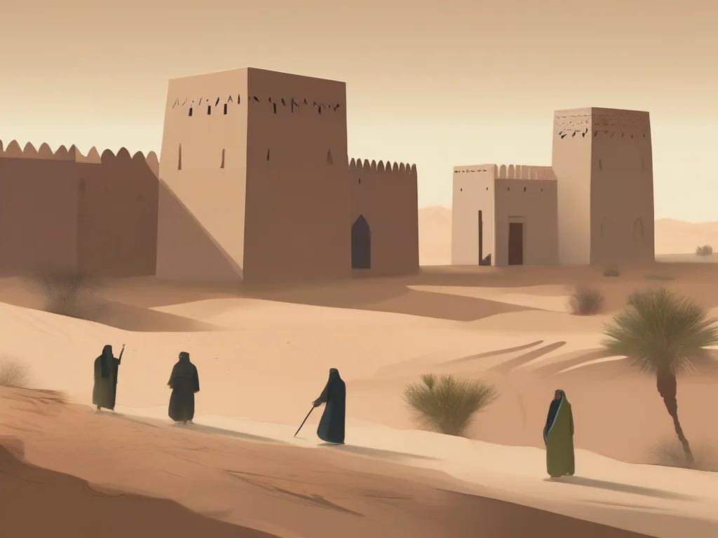 Illustration of the setting of: Jaʿda ibn Hubayra's Khurāsān mission and Naysābūr's defiance (37 AH) (no people shown)